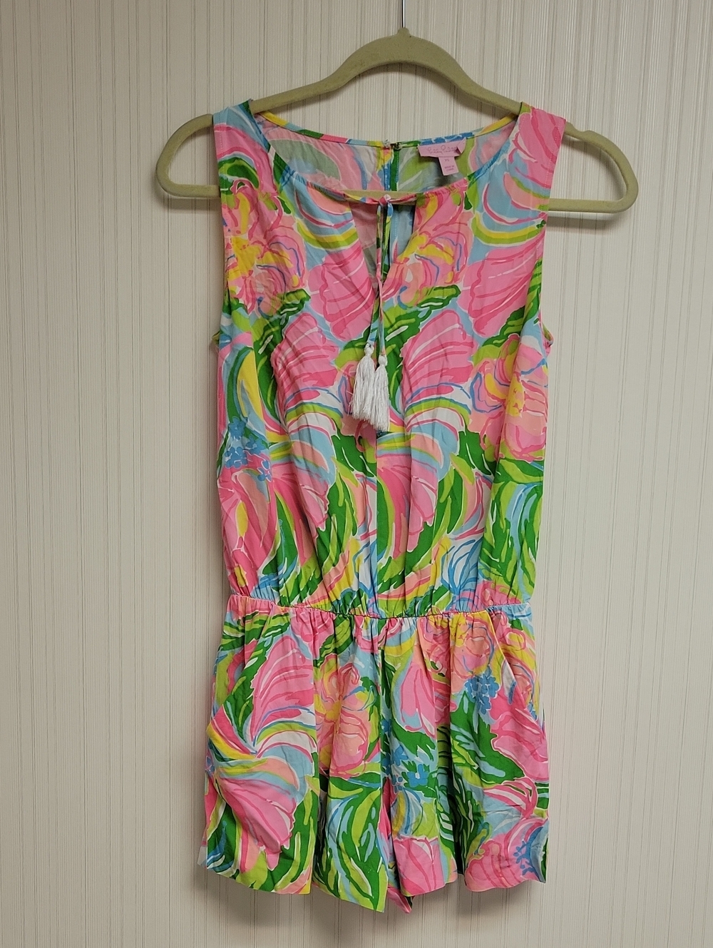 Lilly Pulitzer Tybee Pink Multi Floral Colorful Romper XS Summer Coastal